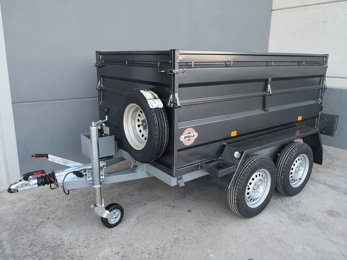 Remolque Basculante Hidráulico Nuevo de Doble Eje con Sobrelateral – 200 × 130 × 50 + 35 cm